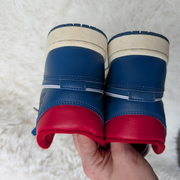 Women's Air Jordan 7 Mid Red Blue White Sneakers - Picture 3 of 7